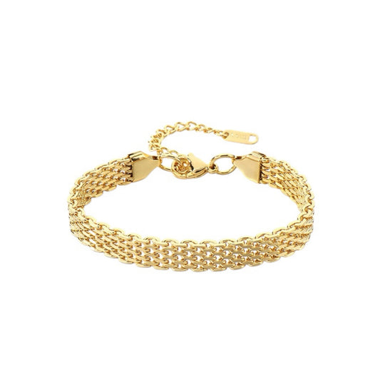 Flat woven bracelet gold