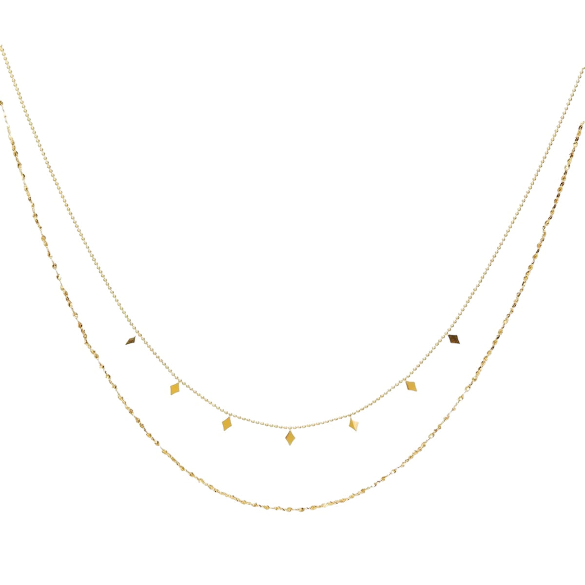 Delicate diamond double stack necklace gold