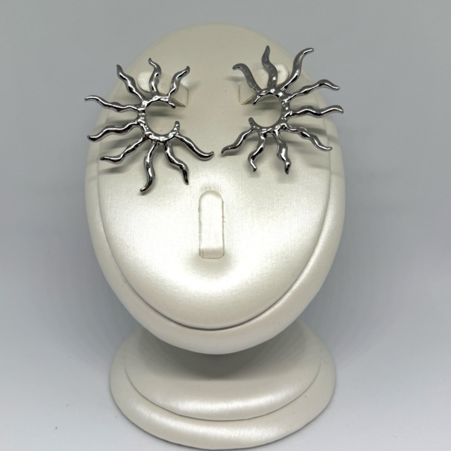 Sun statement stud earrings silver