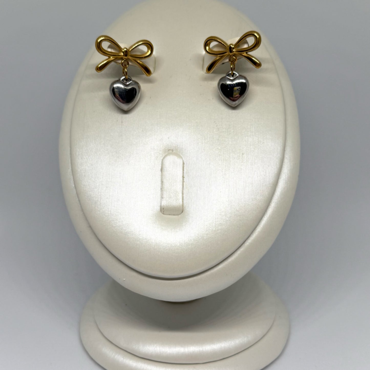 Bow love mixed metal earrings