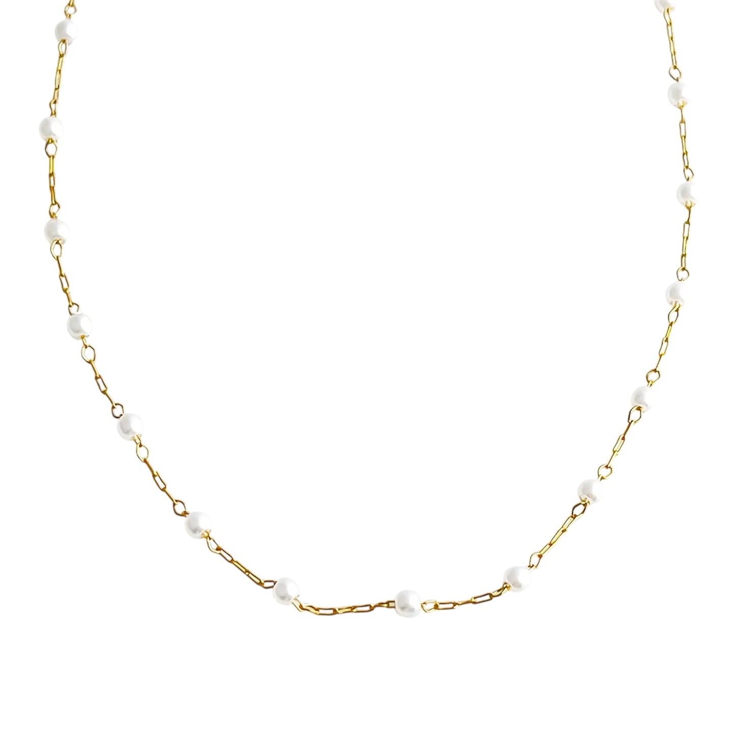 Delicate small spaced pearl necklace