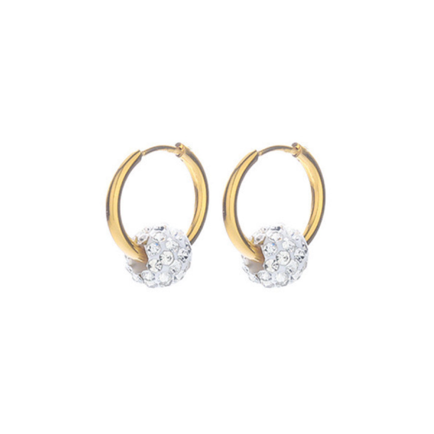 Crystal ball earrings gold