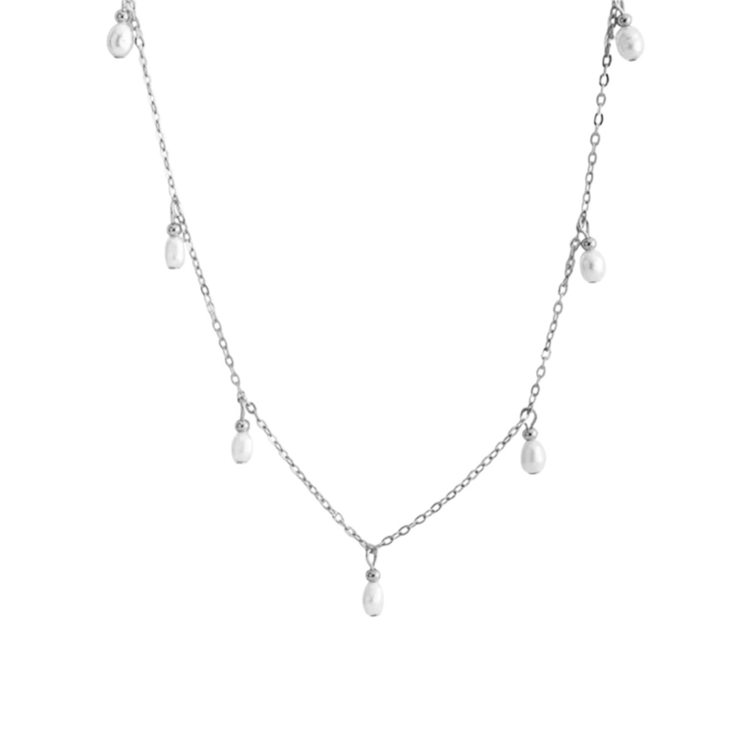 Pearl drop necklace silver