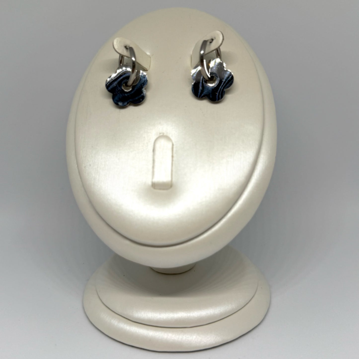 Silver flower drop earrings