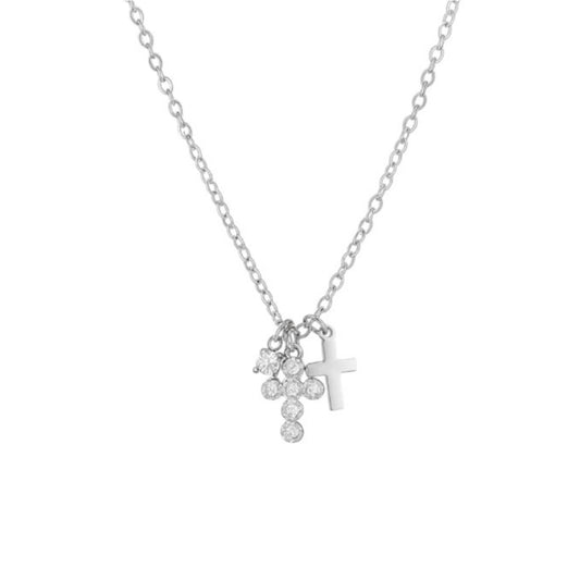 Multi cross necklace silver