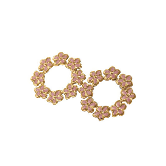 Pink flower reef earrings