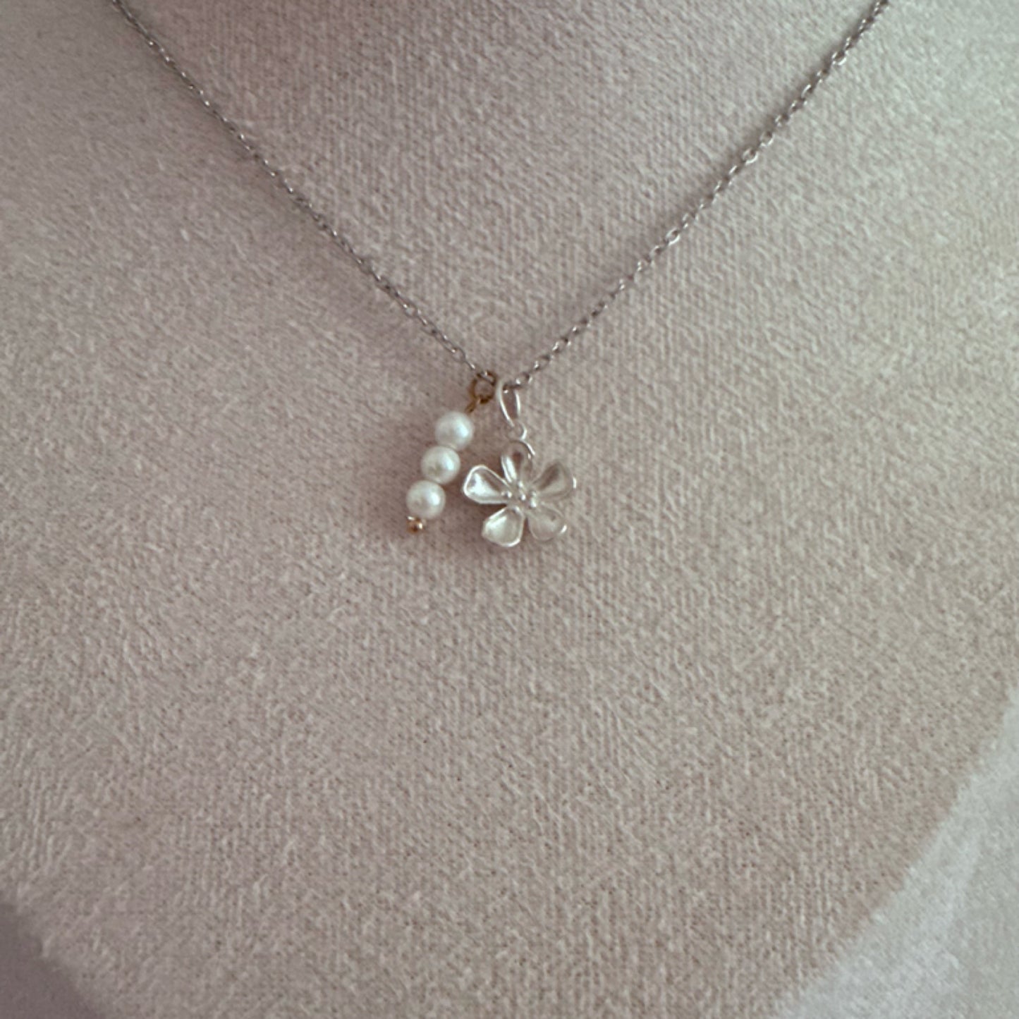 Frangipani charm necklace silver