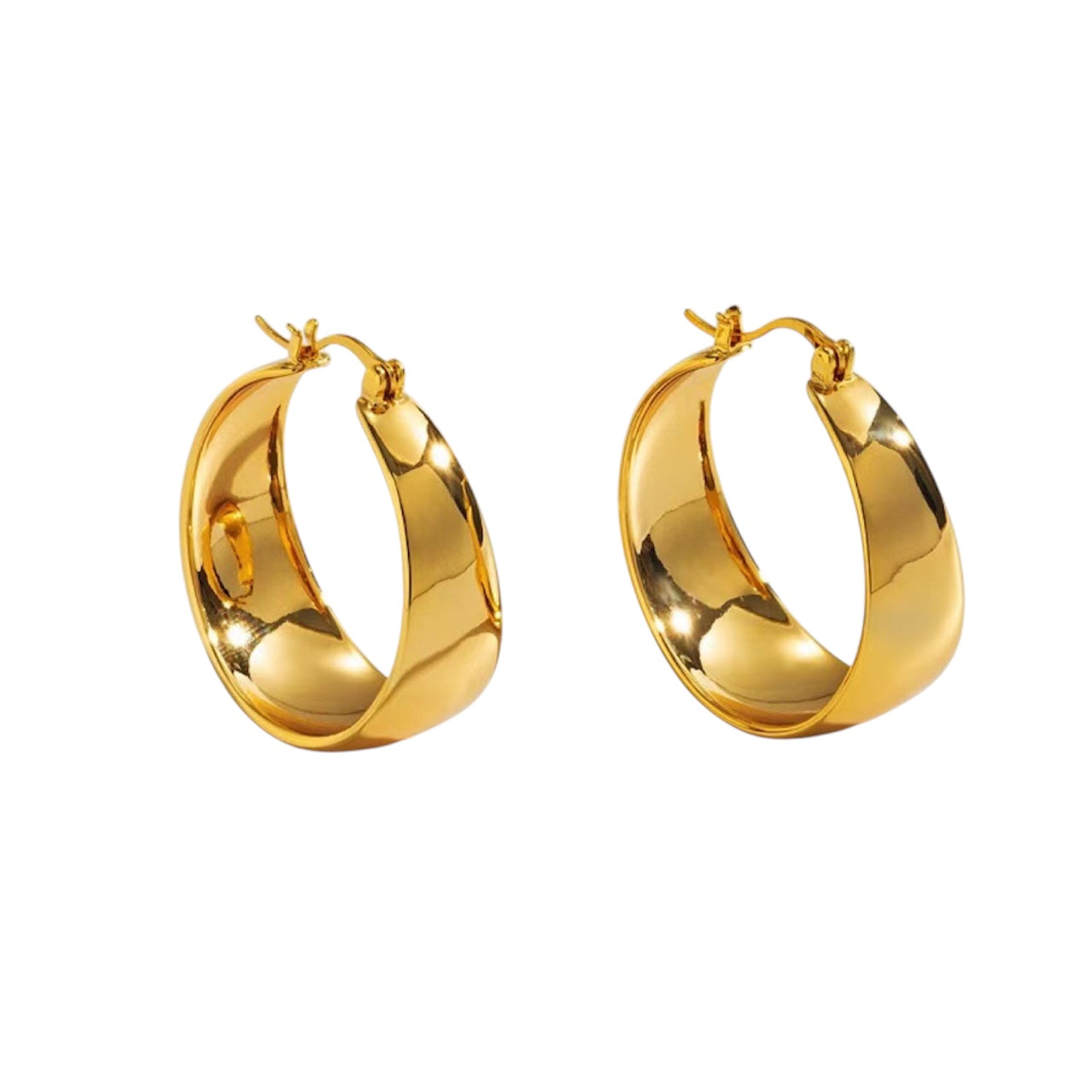 Thick retro hoop earrings gold
