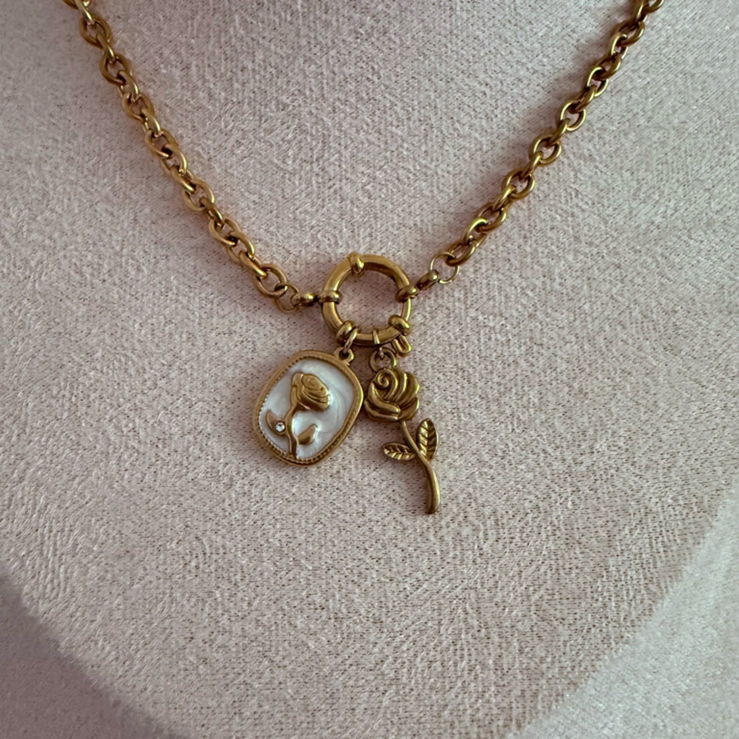 Rose charm necklace