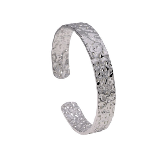 Hammered silver bangle cuff