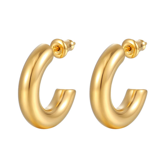 Chunky hoop stud-gold