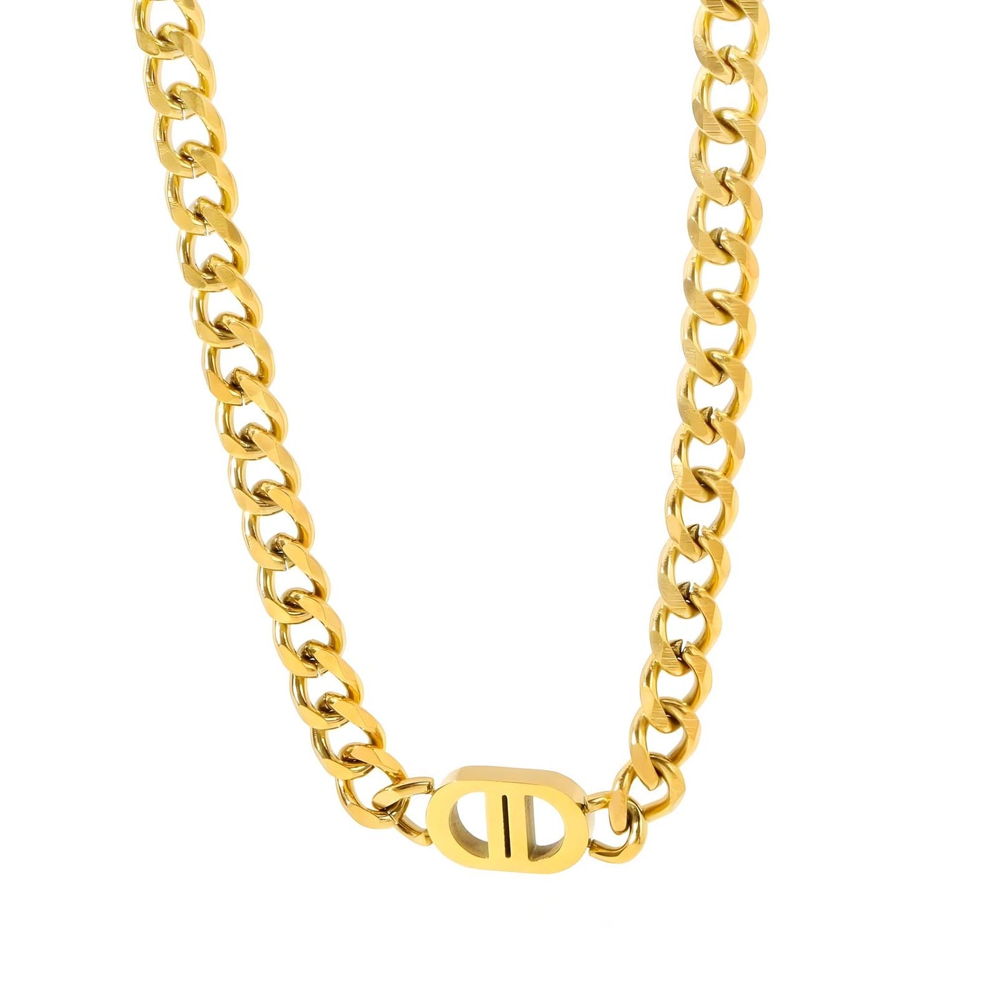 Chunky D chain necklace gold