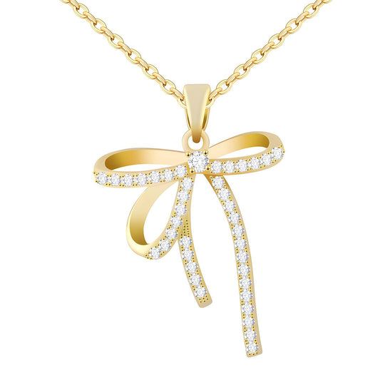 Diamonte bow necklace