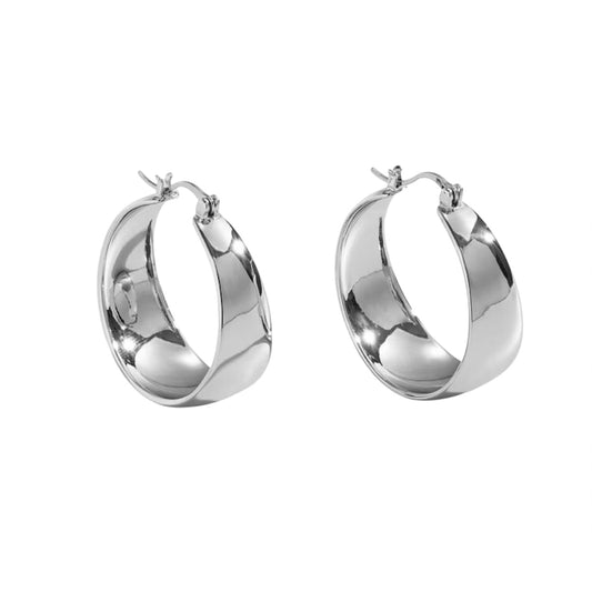 Thick retro hoop earrings silver