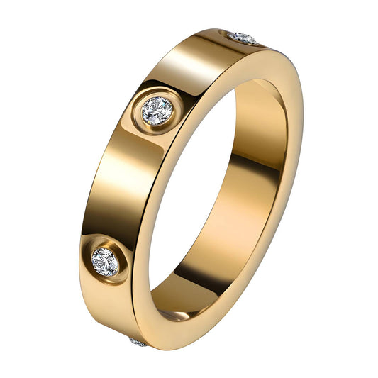 Chunky diamonte ring-gold