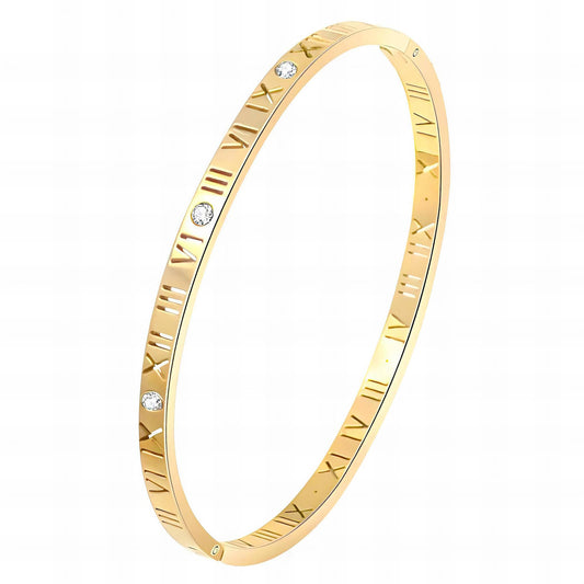 Roman numeral gold bangle