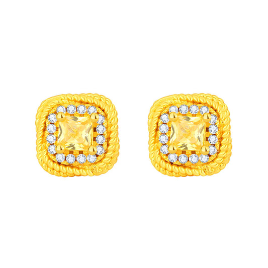 Yellow Diamonte stud