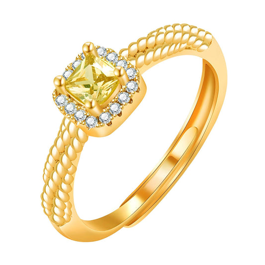 Yellow diamonte ring