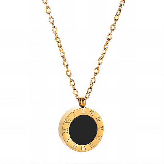 Roman numeral disc necklace