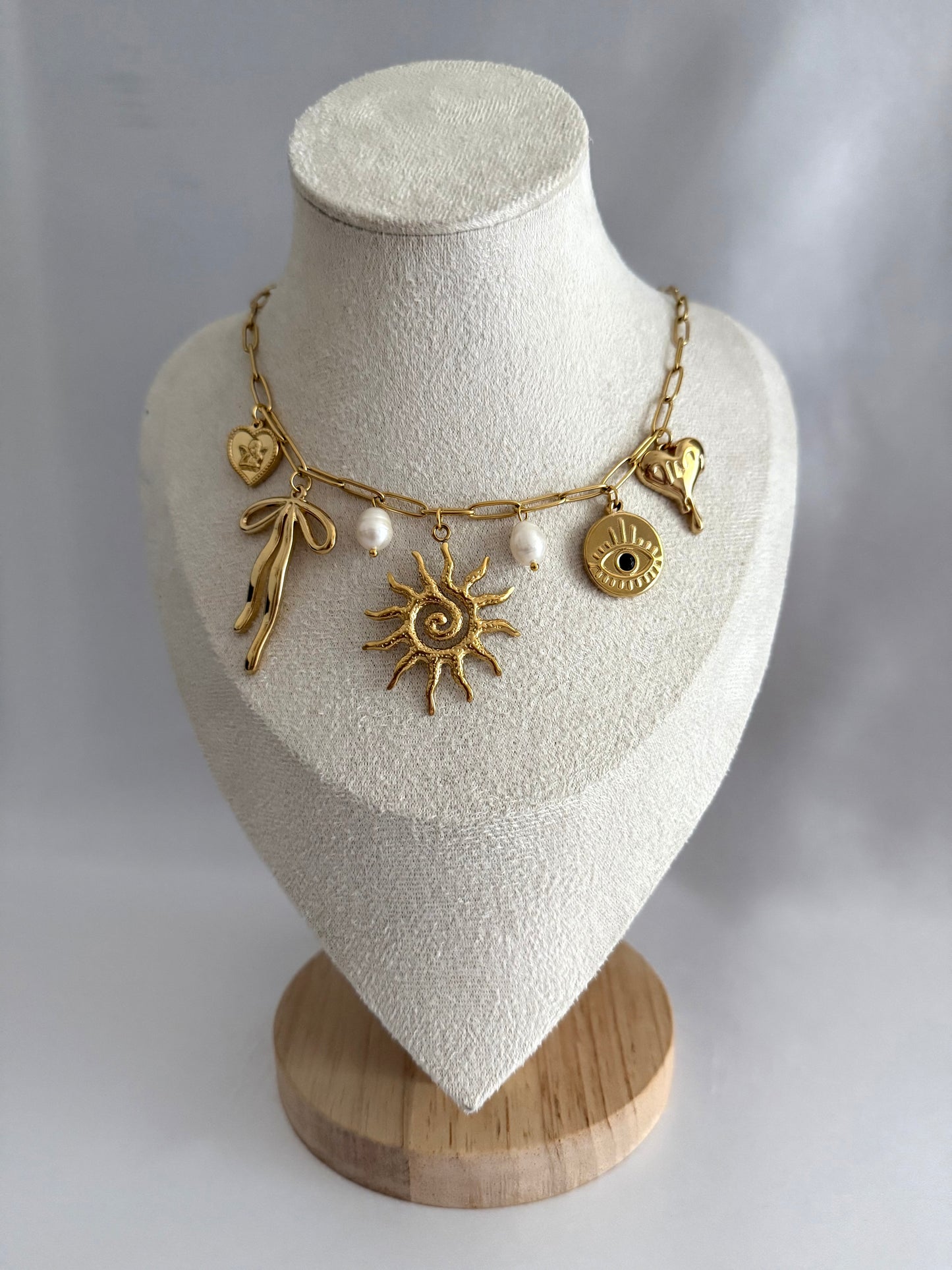 Evil eye multi charm necklace