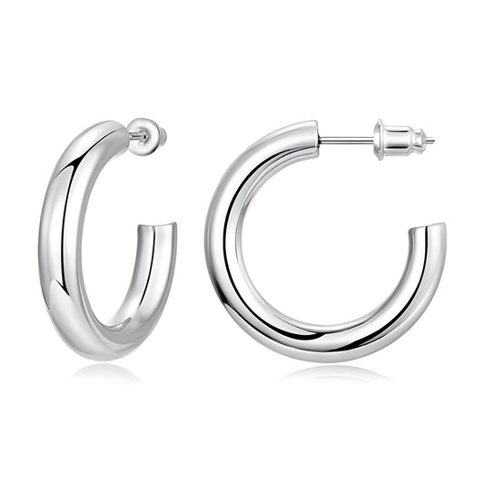 Chunky hoop stud-silver