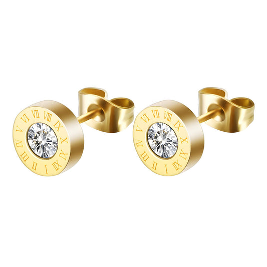 Roman numerals stud-gold