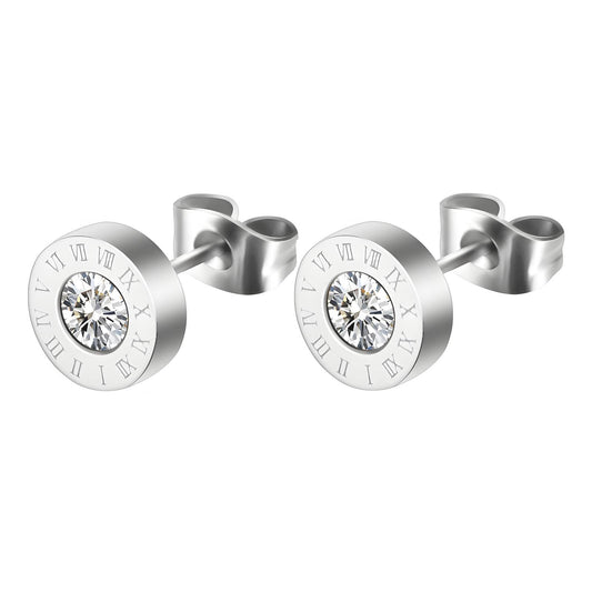 Roman numerals stud-silver
