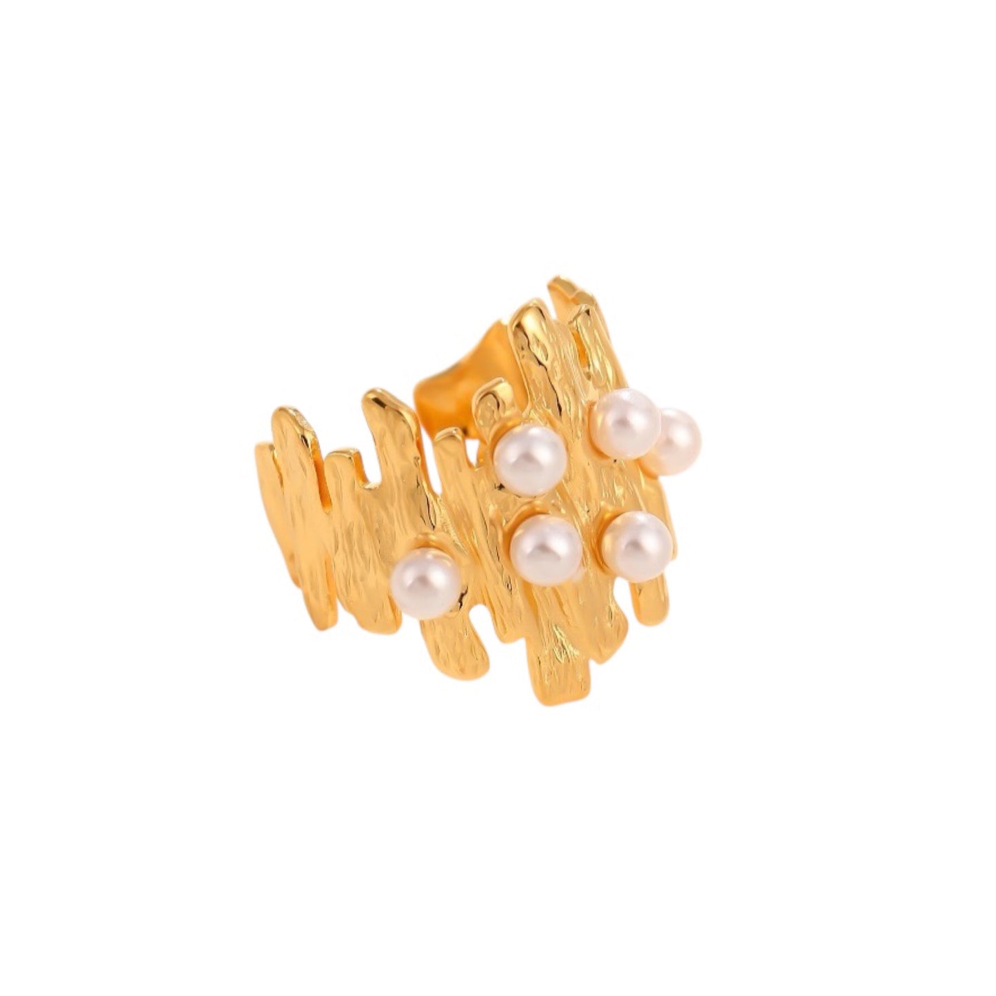 Irregular pearl ring gold