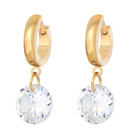 Crystal disc drop earrings