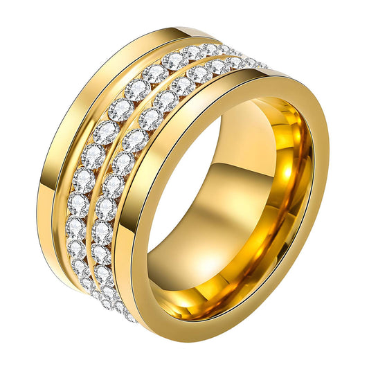 Double row mini diamonte ring-gold