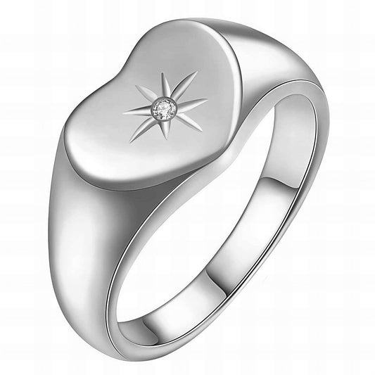 Chunky heart ring -silver