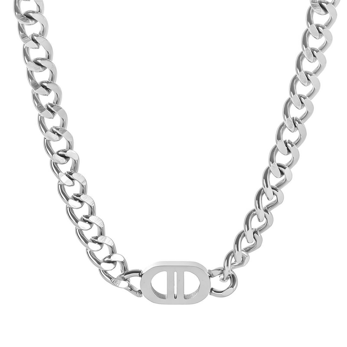 Chunky D chain necklace Silver