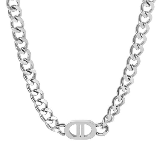 Chunky D chain necklace Silver