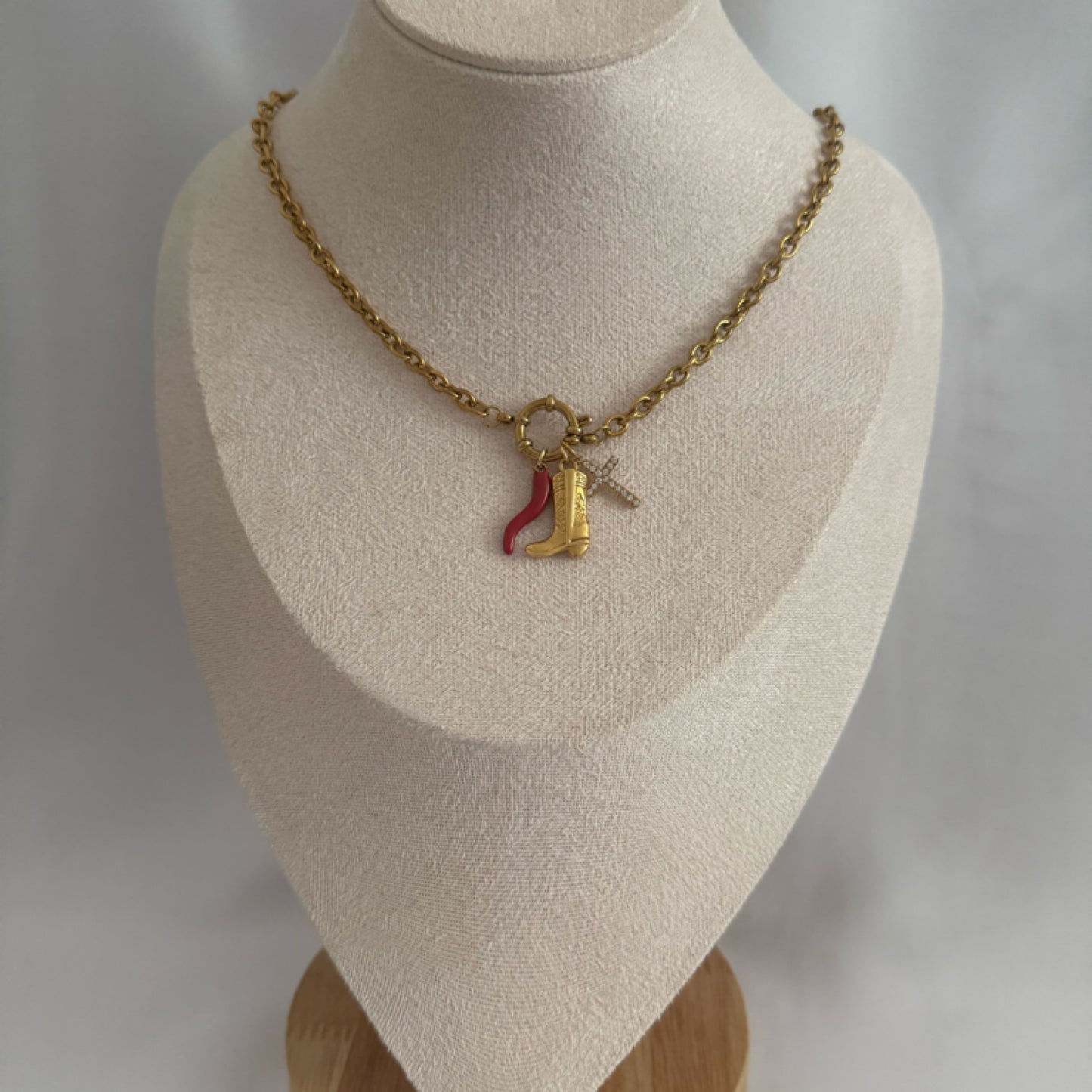 Cowboy cross charm necklace