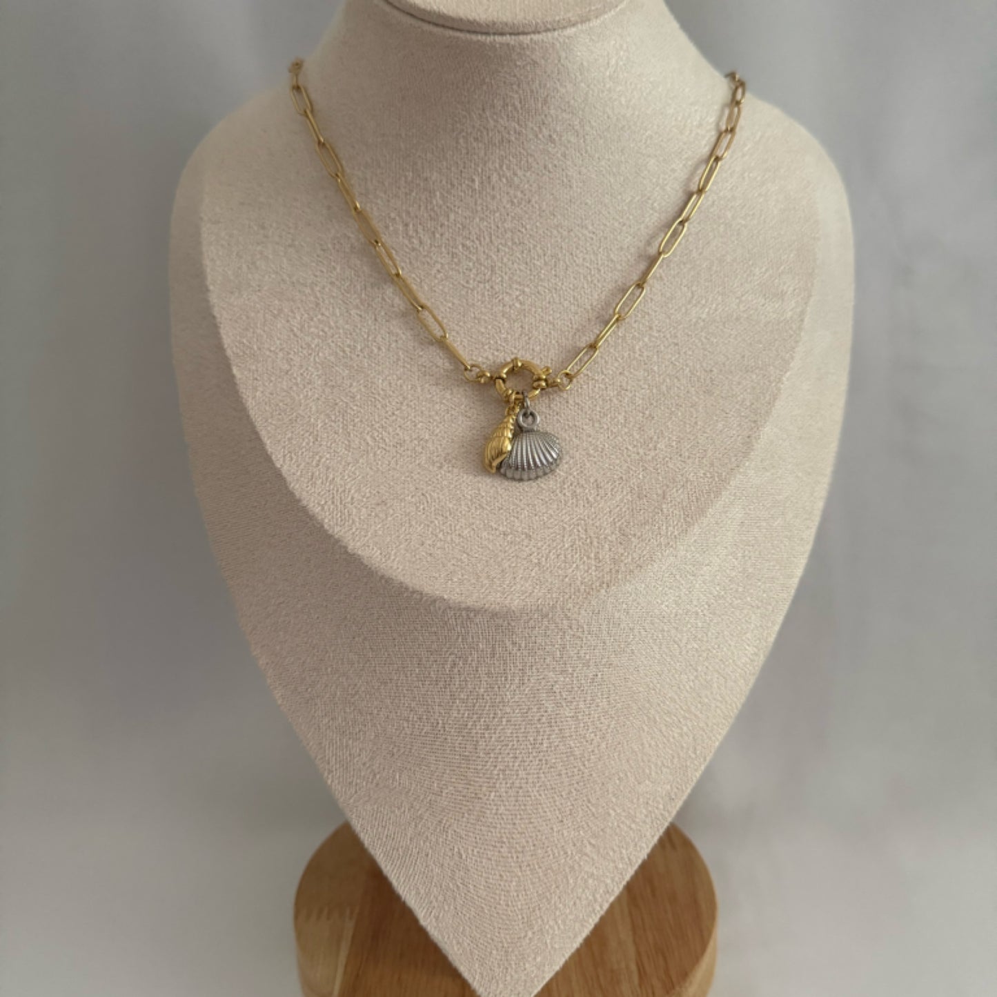 Sea mixed metal charm necklace