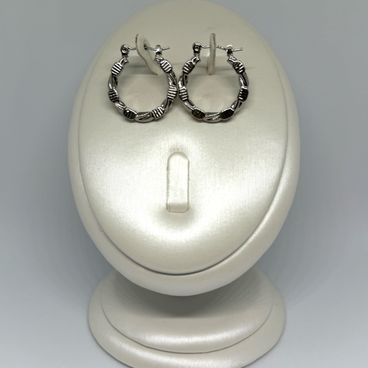 Mixed print hoop earrings silver