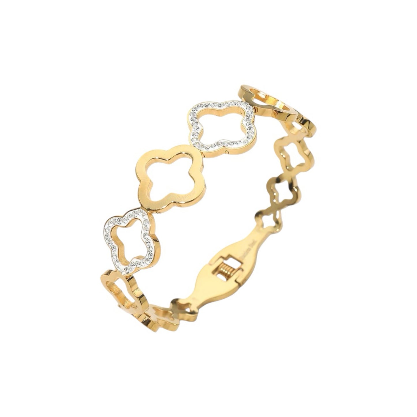 Cutout clover bangle gold