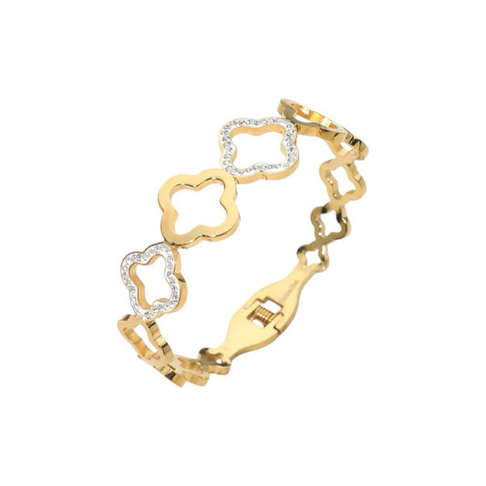 Cutout clover bangle gold