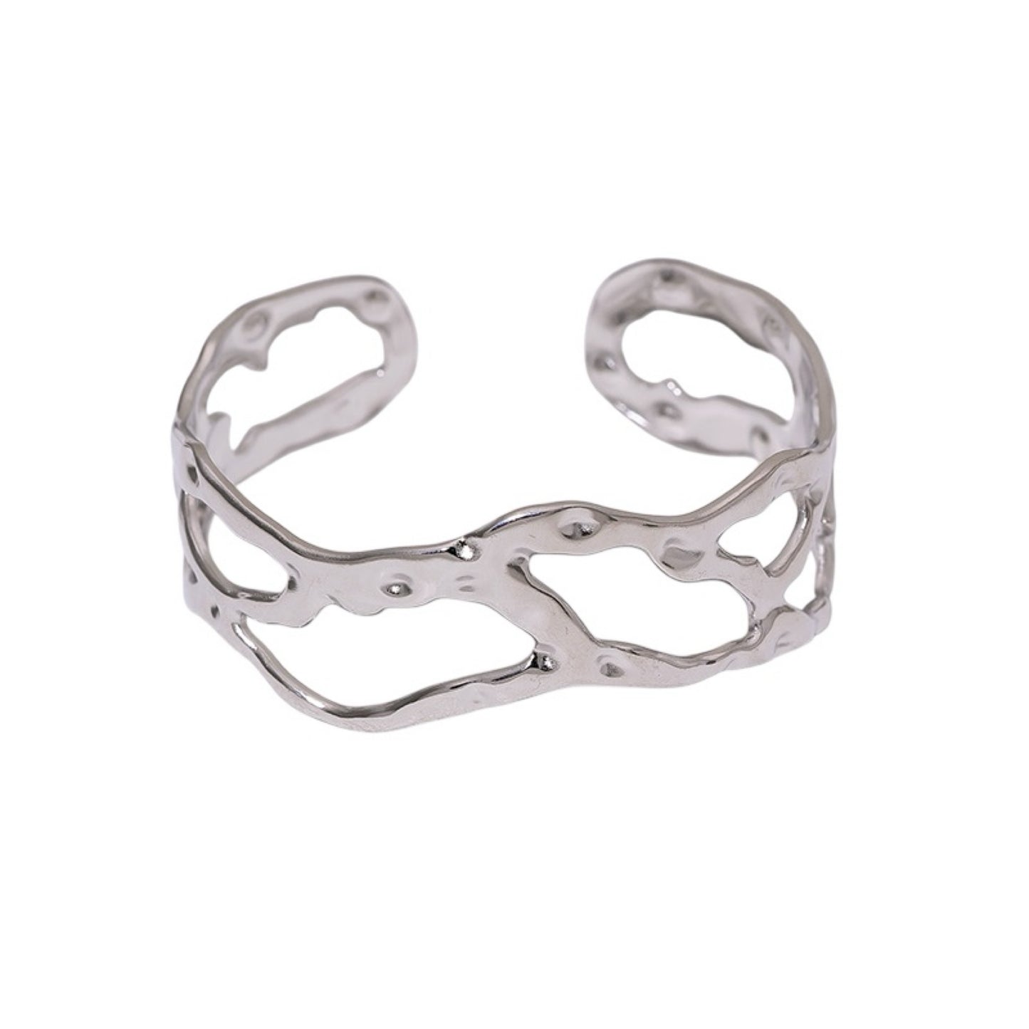 Cut out silver bangle cuff