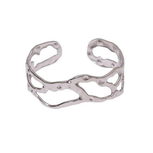 Cut out silver bangle cuff