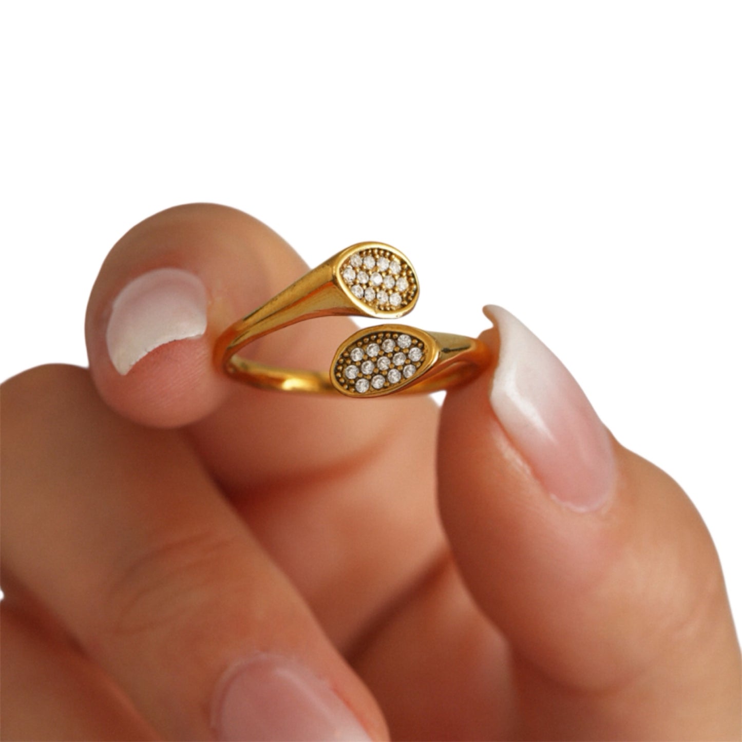 Flat wrap diamond ring gold