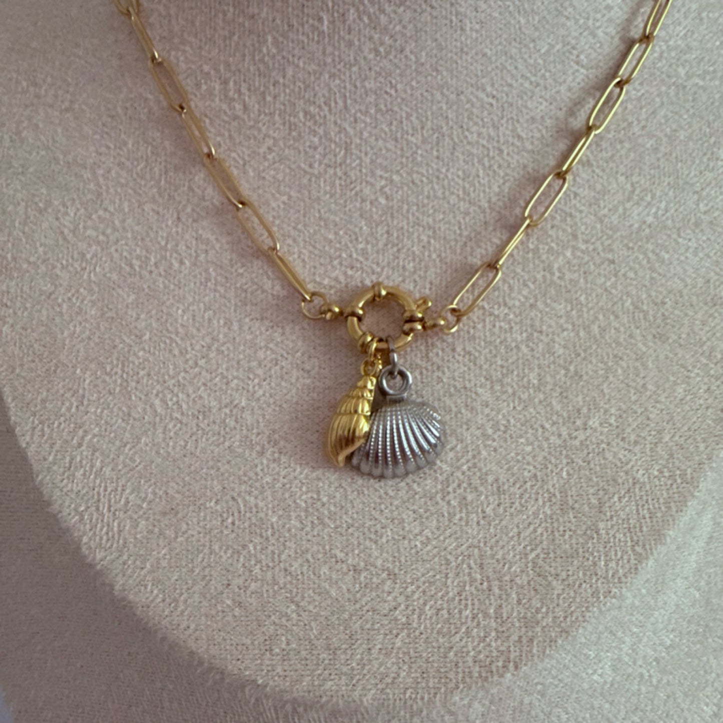 Sea mixed metal charm necklace