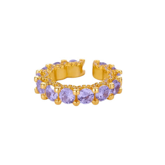 Purple round cut ring gold