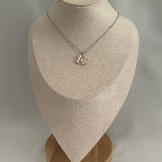 Frangipani charm necklace silver