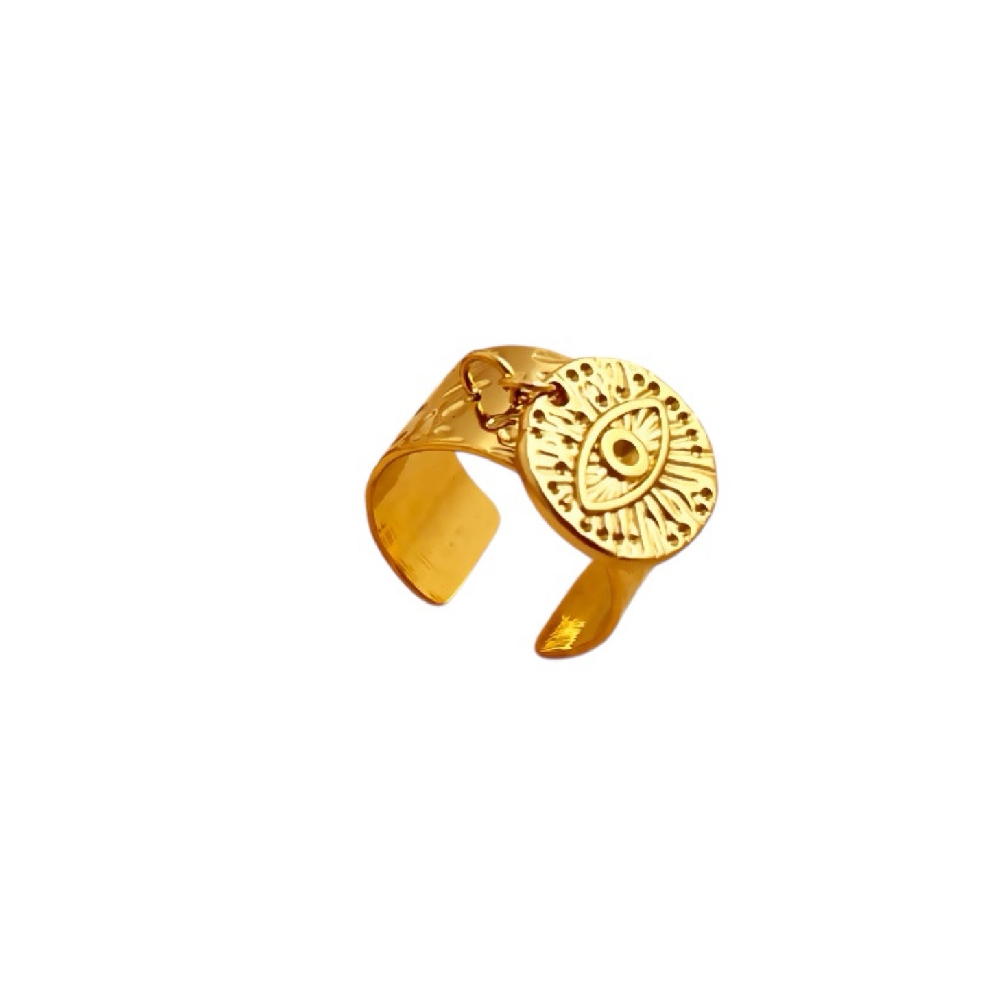 Evil eye charm ring gold