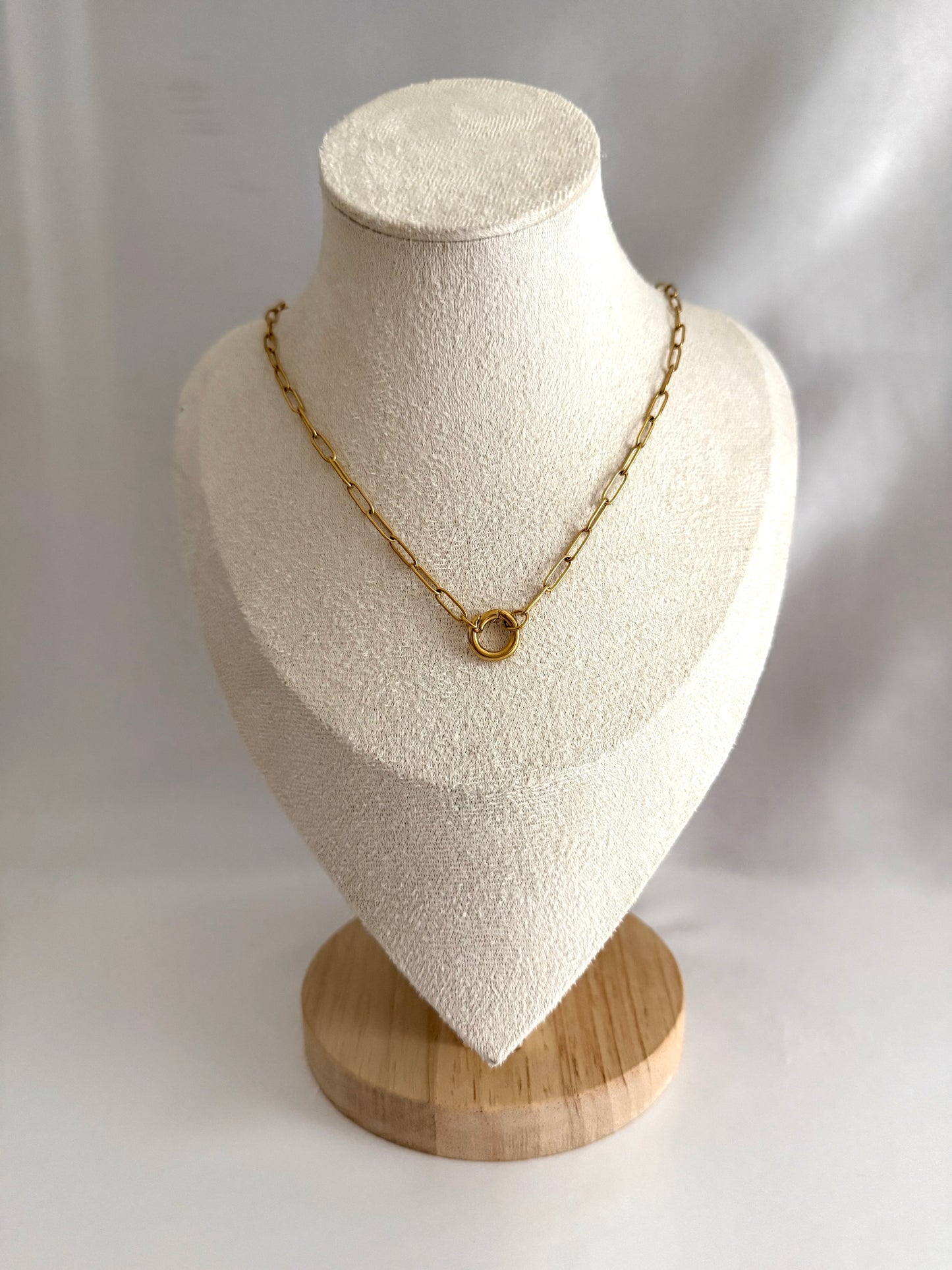 Small o ring paperclip necklace gold