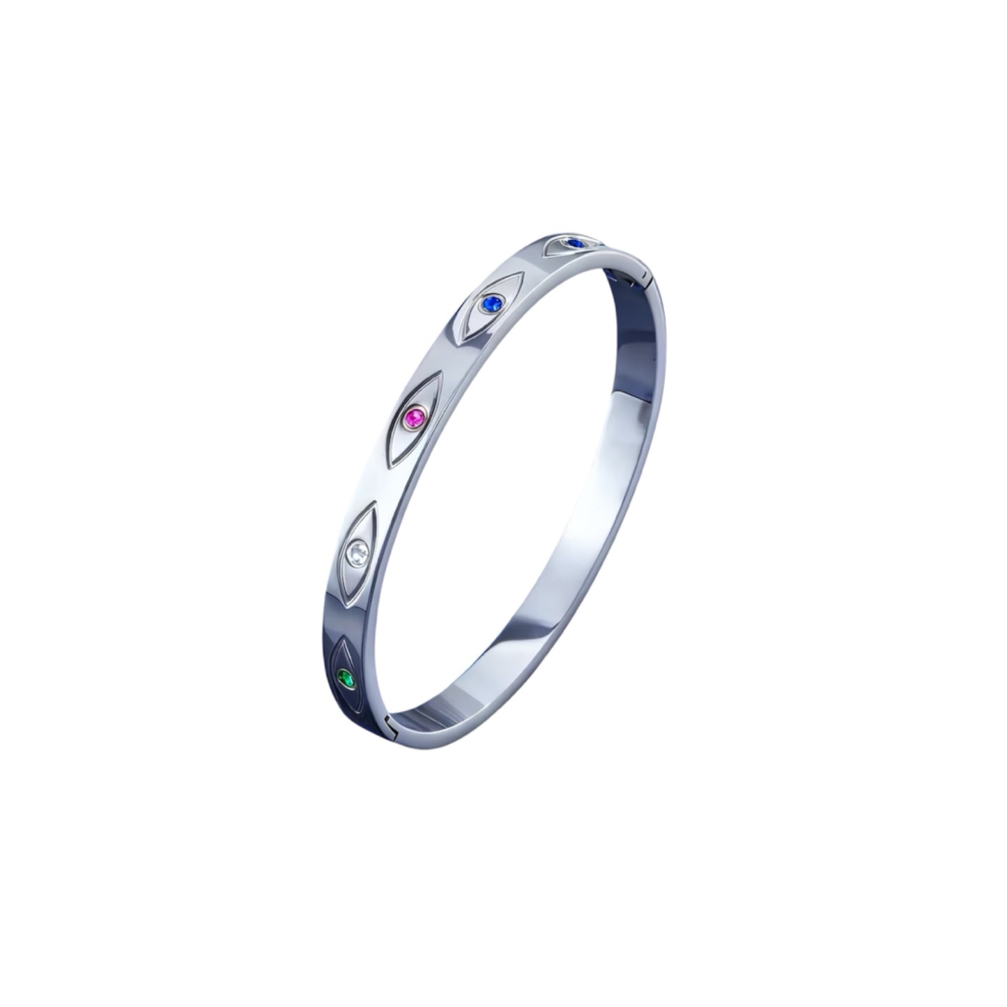 Evil eye silver bangle