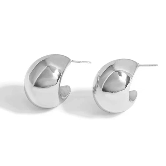 Half moon stud earrings silver