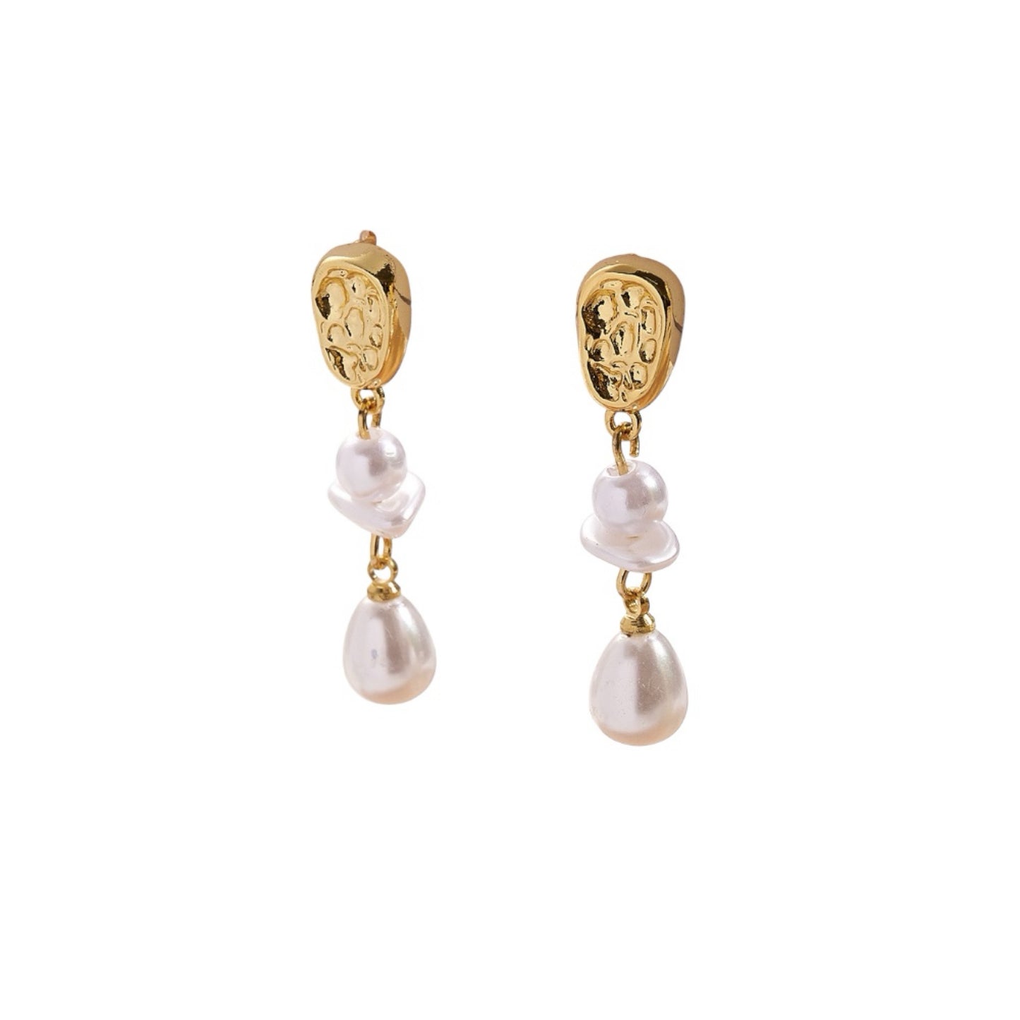Irregular pearl drop stud earrings