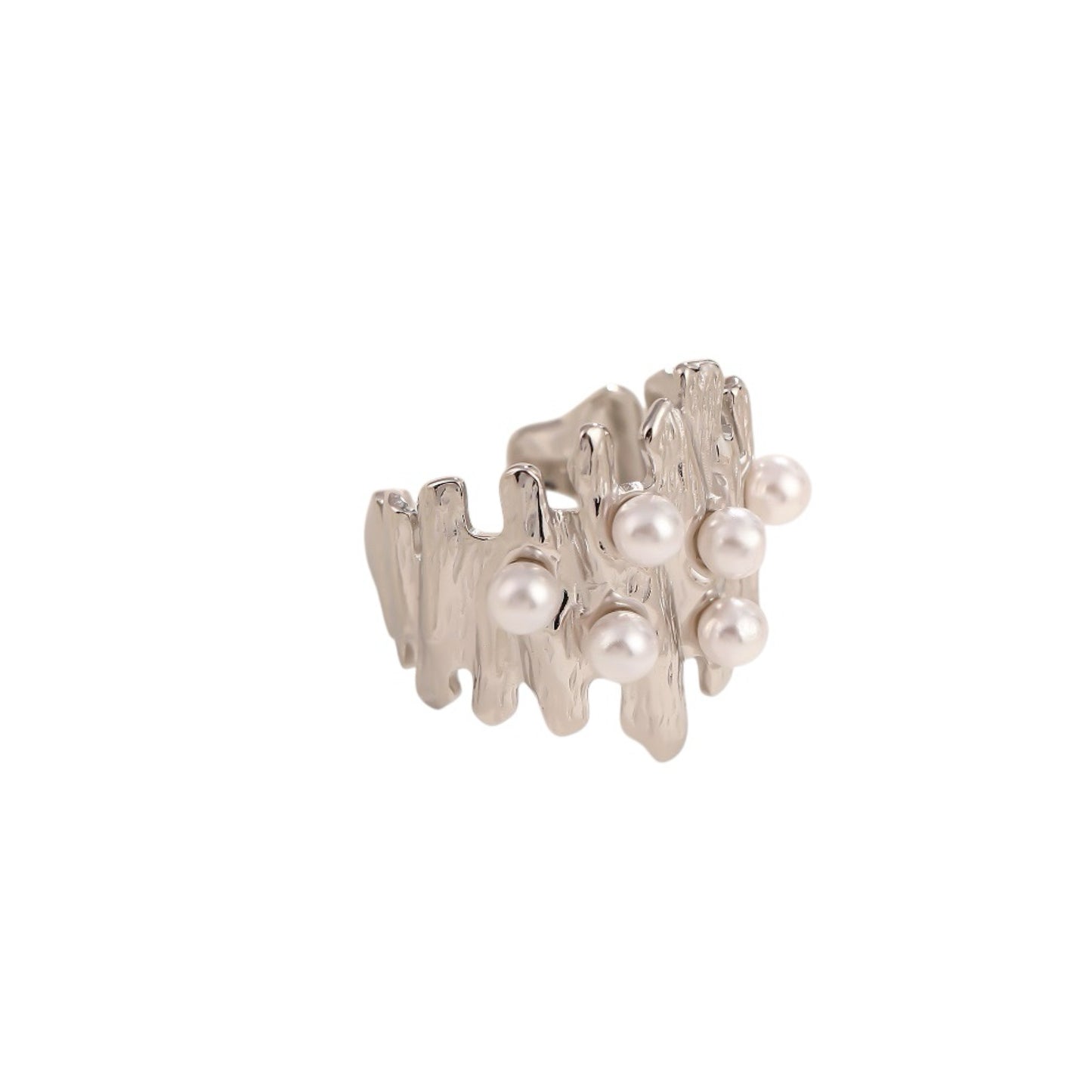 Irregular pearl ring silver
